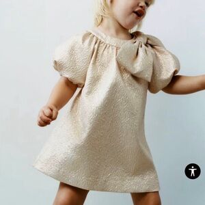Zara Elegant Cream / Gold Dress with Bow